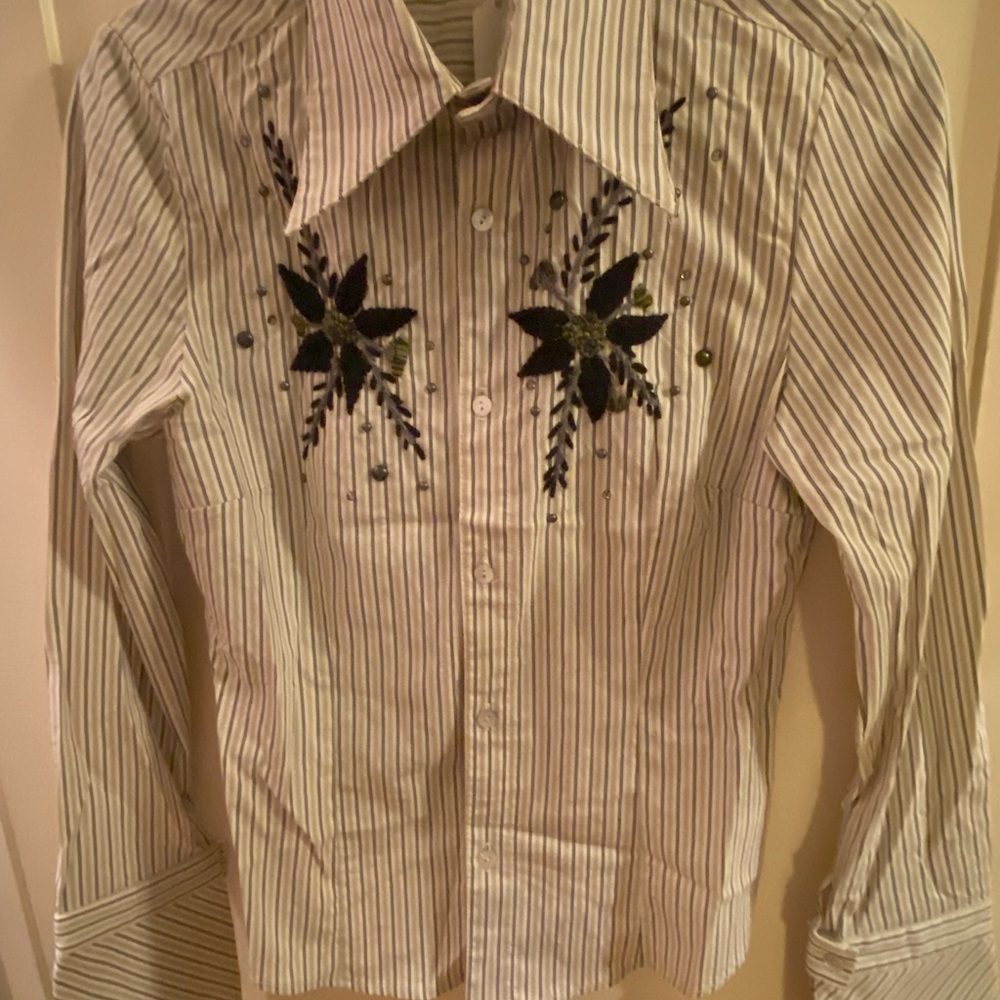 T Italia Embroidered Button Down